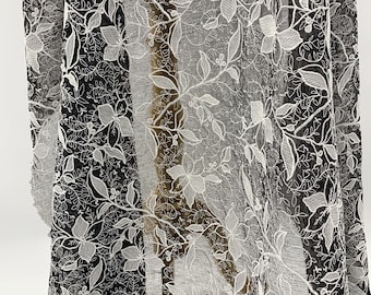 CLEARANCE - Black Floral Polyester Chiffon by The Yard - Lightweight Fabric for Party Dress Gown - Dress Sewing Material - SS221212-EMB23