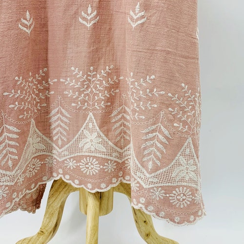 Embroidered Cotton Fabric by the Yard Indian Embroidery Sewing Etsy