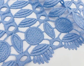 CLEARANCE - Sea Blue Polyester Guipure Embroidered Fabric - Lightweight Fabric by The Yard - Wholesale Simple Lace Dress - SS211109-EMB14