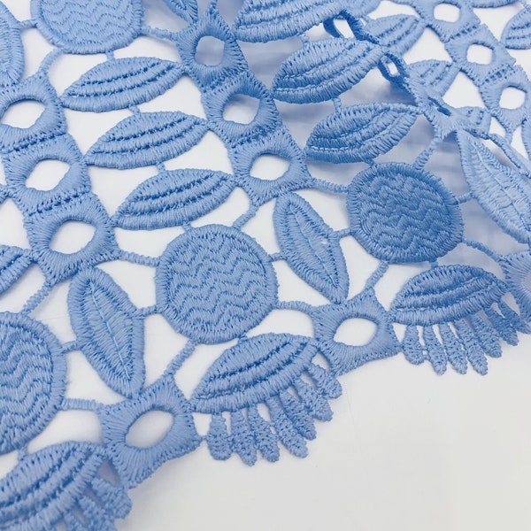 CLEARANCE - Sea Blue Polyester Guipure Embroidered Fabric - Lightweight Fabric by The Yard - Wholesale Simple Lace Dress - SS211109-EMB14