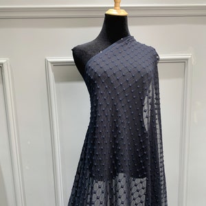 LIQUIDACIÓN - Bordado de puntos negros sobre gasa de poliéster - Tela bordada vendida cortada a medida - Tela de encaje liviana para coser - SS190914-EMB10 imagen 7