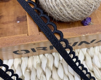 Schwarze ausgebogten Borte Venise schmale Spitzenbesatz - Ausschnitt, Halsband - Sewing Ribbon Craft Kleid - 1,2 CM Breite - SS200404-LACE34