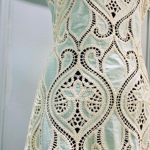 Corded Embroidery on Light Mint Cotton Voile - Wedding Dress Sewing Fabric by The Yard - Dress/ Curtain Crochet Lace Fabric - SS230825-EMB08