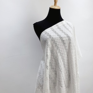 CLEARANCE - Off White Geometric Embroidered Eyelet Fabric by The Yard - Cotton Voile  Sewing Fabric for Dress, Curtains - SS211225-EMB18