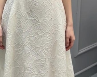 Natural Beige Cord Embroidered Cotton Voile Fabric by Yard- Unbleached Cream White Rope Embroidery -Lightweight Floral Lace - SS250306-EMB10