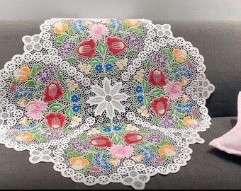 Hungarian Floral Lace Table Cloth - Embroidered Placemat - Sofa Cover - Doily Table Mat - Gift for Her -Home Accessories - SS180613-COLLAR01