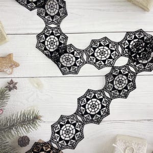 Black Geometric Embroidered Lace Trim by The Yard - Decorative Craft,Sewing, Home Decor - Lace Ribbon - Curtain Trim - SS240201-LACE08