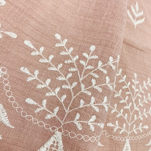 Single Border Pink Floral Embroidered Cotton Voile Fabric by The Yard Embroidery Lace Fabric Sewing Fabrics, Quilting SS190914-EMB47 image 4