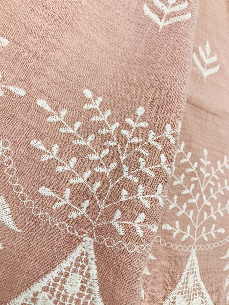 Single Border Pink Floral Embroidered Cotton Voile Fabric by The Yard Embroidery Lace Fabric Sewing Fabrics, Quilting SS190914-EMB47 image 4