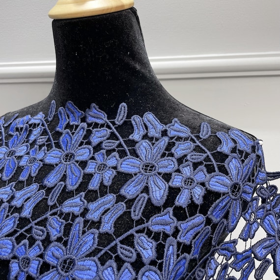 Guipure Fabric by The Yard - Blue Floral Embroidery Chemical Lace Fabric - Party Dress Fabric - Wholesale Apparel Fabric - SS210310-EMB13