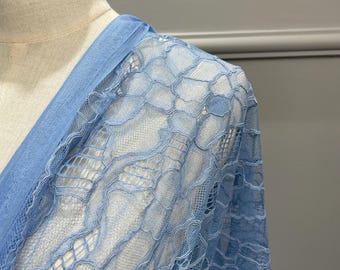 Blue/White/Black Nylon Guipure Embroidered Fabric by The Yard - Lightweight Dress Lace - Solid Color Party Dress Fabric - SS231011-EMB66