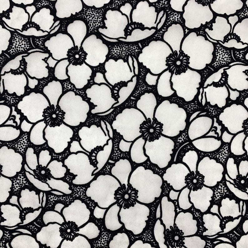 Svarta flockblommor broderade organza - Nättyg som metervara - Sömnadsmaterial för klänningar - Polyesterklädseltyg - SS230629-EMB11 bild 6