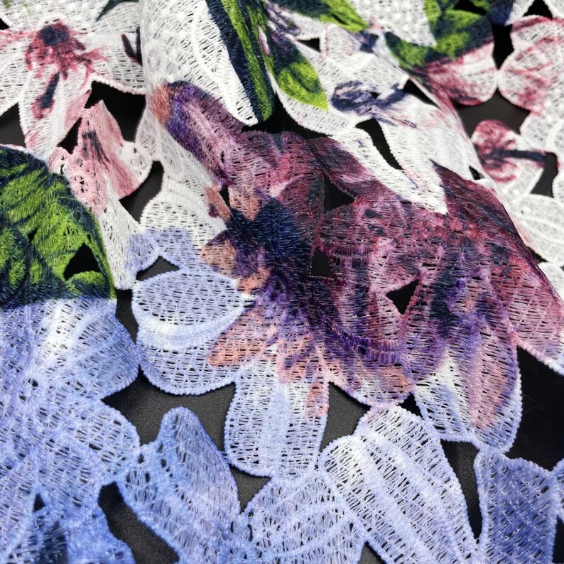 細部までこだわったポリエステル刺繍生地に全面デジタルプリント - 1ヤードあたり花柄レース生地 - 柄生地 - SS140718-PRINT27 画像 13