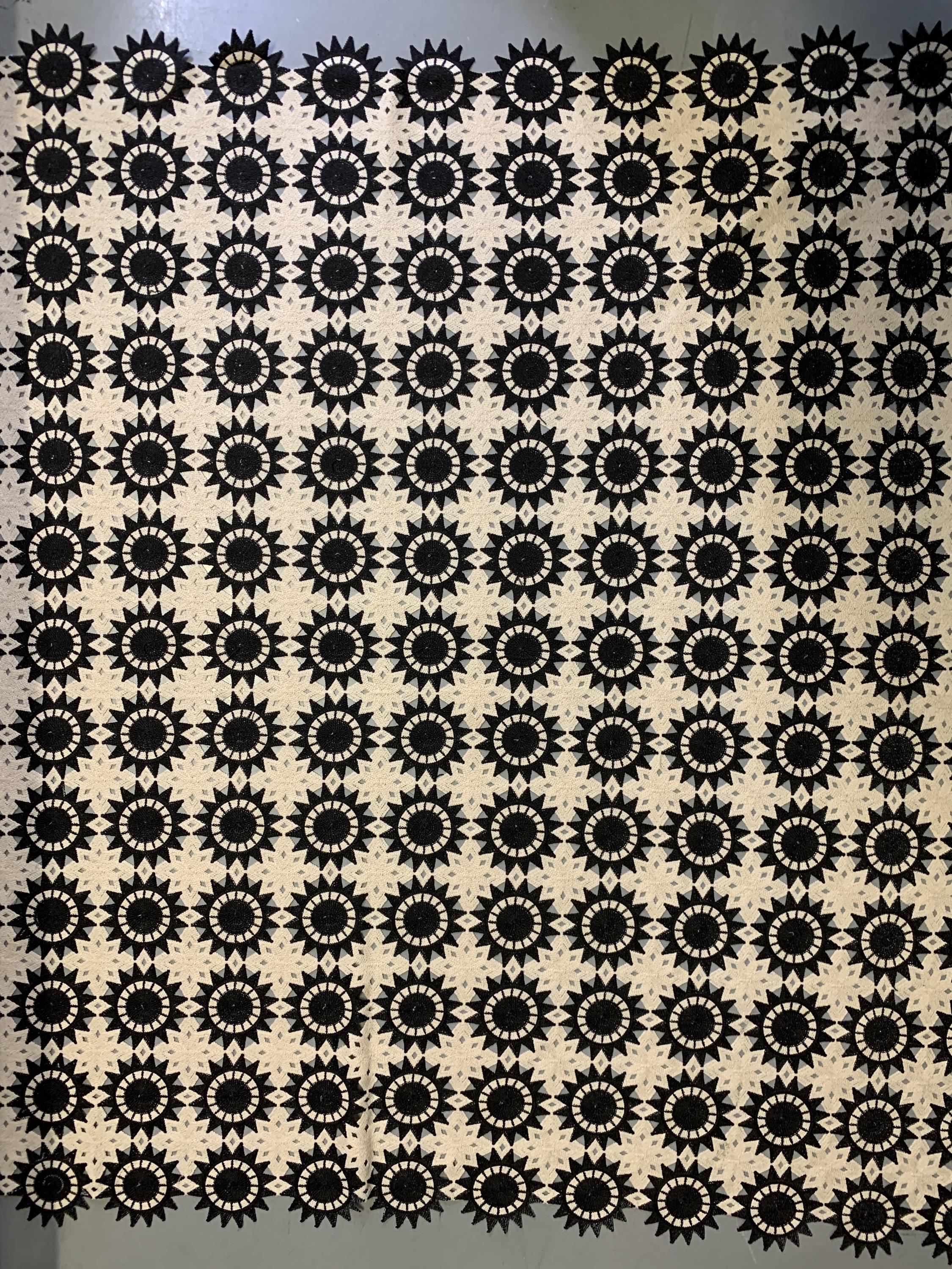 Popular Cord Embroidery on Beige/black Cotton Fabric Popular Cord Embroidery on Beige/black Cotton Fabric