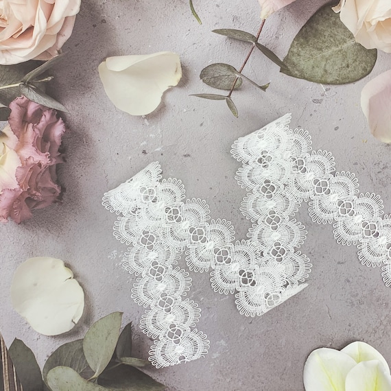 Nastro Di Pizzo Bianco 10 Iarde - Bordo Vintage In Cotone Per Cucito, Decorazioni Matrimonio E Fai Da Te - Foto 10