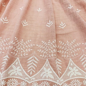 Single Border Pink Floral Embroidered Cotton Voile Fabric by The Yard Embroidery Lace Fabric Sewing Fabrics, Quilting SS190914-EMB47 image 3