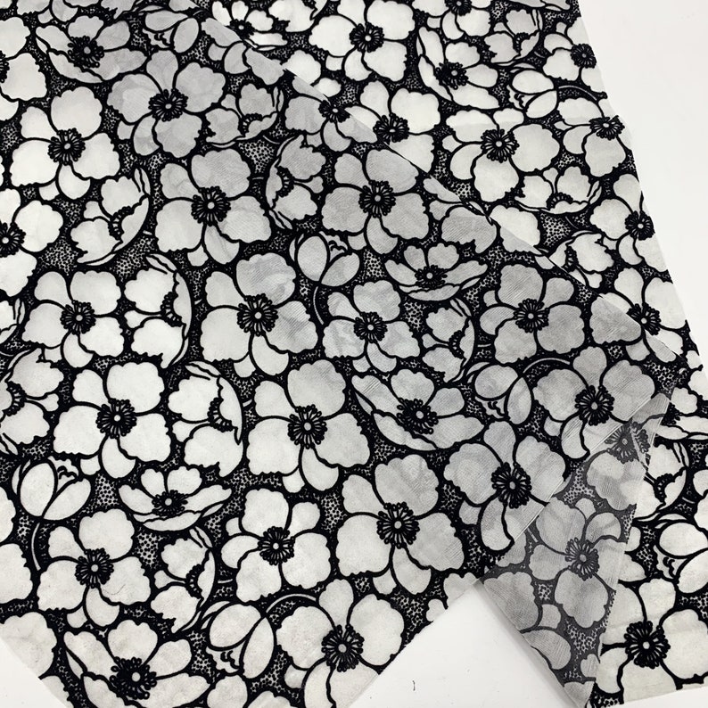 Svarta flockblommor broderade organza - Nättyg som metervara - Sömnadsmaterial för klänningar - Polyesterklädseltyg - SS230629-EMB11 bild 8