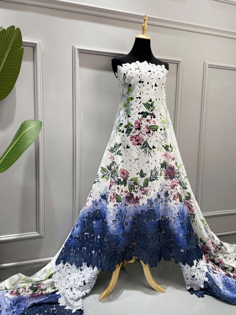 細部までこだわったポリエステル刺繍生地に全面デジタルプリント - 1ヤードあたり花柄レース生地 - 柄生地 - SS140718-PRINT27 画像 5
