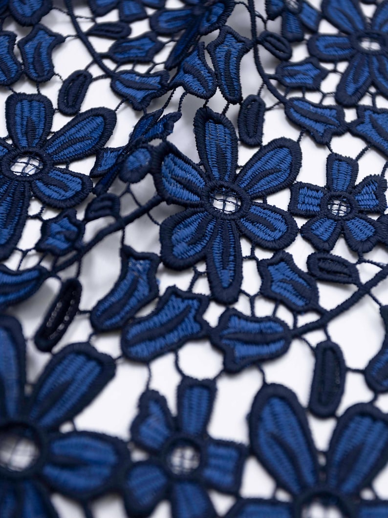 Guipure Fabric by The Yard - Blue Floral Embroidery Chemical Lace Fabric - Party Dress Fabric - Wholesale Apparel Fabric - SS210310-EMB13 image 14