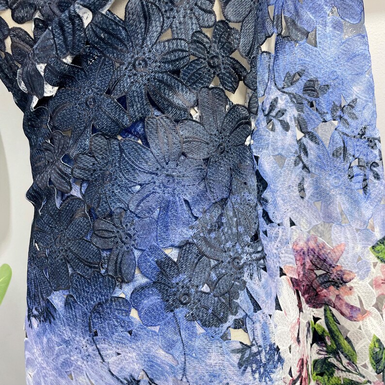 細部までこだわったポリエステル刺繍生地に全面デジタルプリント - 1ヤードあたり花柄レース生地 - 柄生地 - SS140718-PRINT27 画像 9