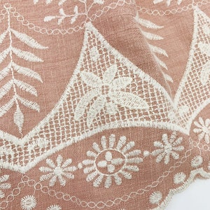 Single Border Pink Floral Embroidered Cotton Voile Fabric by The Yard Embroidery Lace Fabric Sewing Fabrics, Quilting SS190914-EMB47 image 5