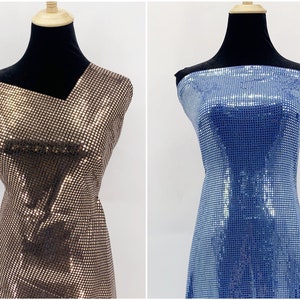 Hot Sale Metallic Copper/Blue Lurex Fabric Sold by Yard - Modern Iridescent Apparel Fabric - Sparkly Shiny Bling Dress Craft - SS220625-02