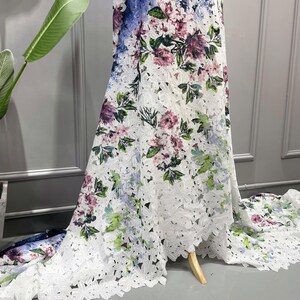 細部までこだわったポリエステル刺繍生地に全面デジタルプリント - 1ヤードあたり花柄レース生地 - 柄生地 - SS140718-PRINT27 画像 10