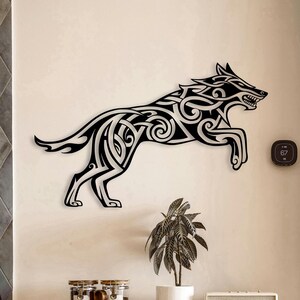 Fenrir Wolf Metal Wall Art: Viking Celtic Home Decor image 4