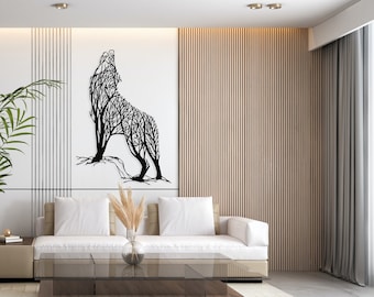 Décoration murale en métal en forme de loup : décoration d'intérieur forêt, suspension murale