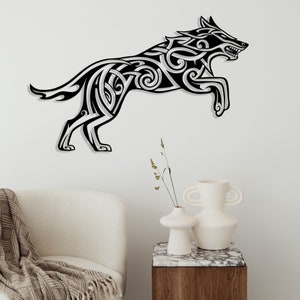 Wolf Metal Wall Art Decor, Viking Fenrir Decoration Wall Hanging, Celtic Decor, Gift For Loves Viking, Gift for her