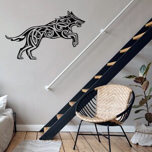 Metal Wall Art, Wolf Decor, Viking Fenrir Decoration Wall Hanging, Celtic Decor, Gift For Loves Viking, Gift for her