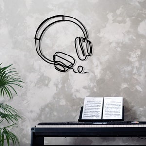 Metal Headphone Wall Art: Music Lover Gift, Teen Room Decor