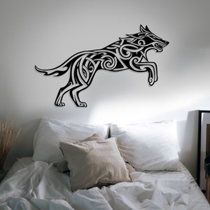 Metal Wall Art, Wolf Decor, Viking Fenrir Decoration Wall Hanging, Celtic Decor, Gift For Loves Viking, Gift for her