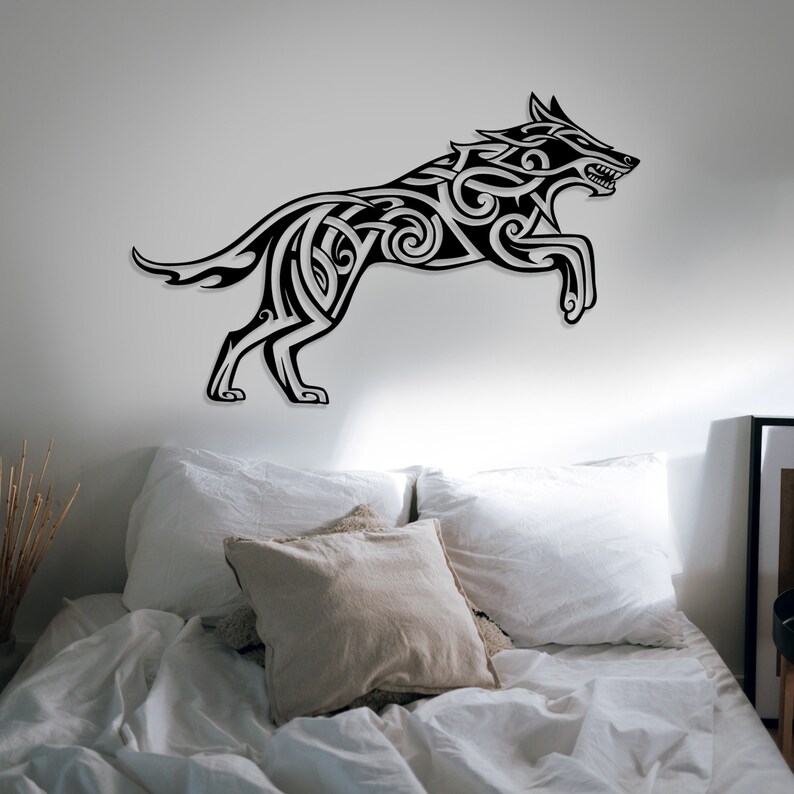 Metal Wall Art, Wolf Decor, Viking Fenrir Decoration Wall Hanging, Celtic Decor, Gift For Loves Viking, Gift for her