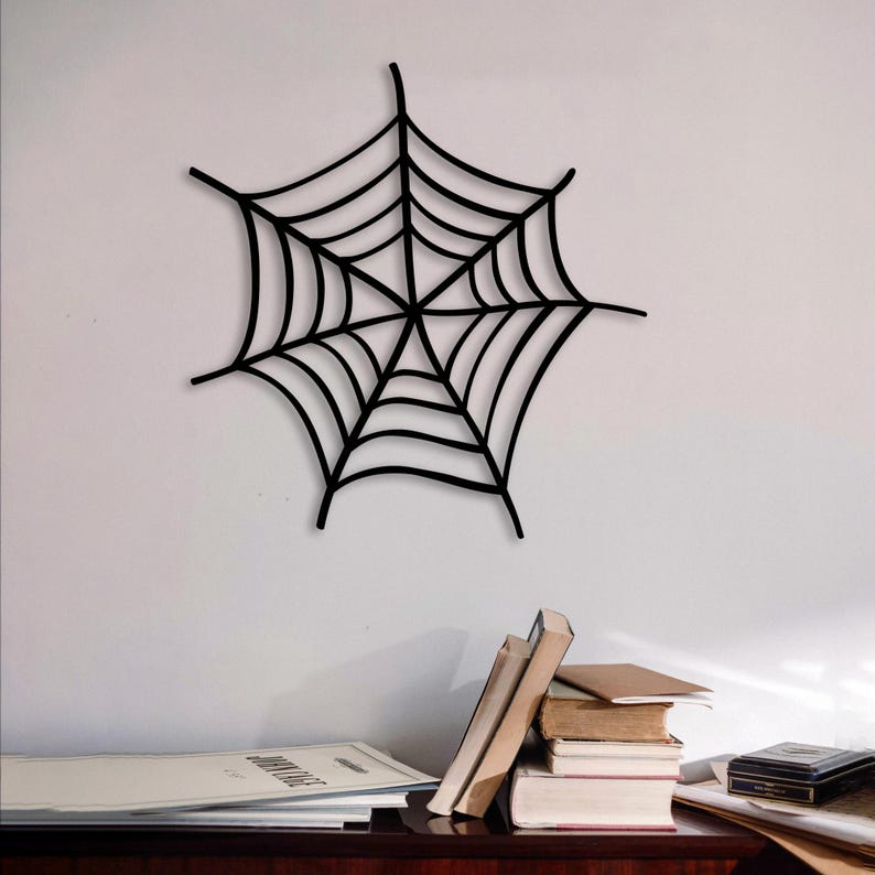 Metal Spider Web Wall Art: Halloween Indoor Outdoor Decor, Halloween patio decor, spider decor, web decor, Christmas gift