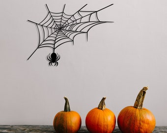 Décoration murale toile d'araignée en métal : décoration d'araignée d'Halloween