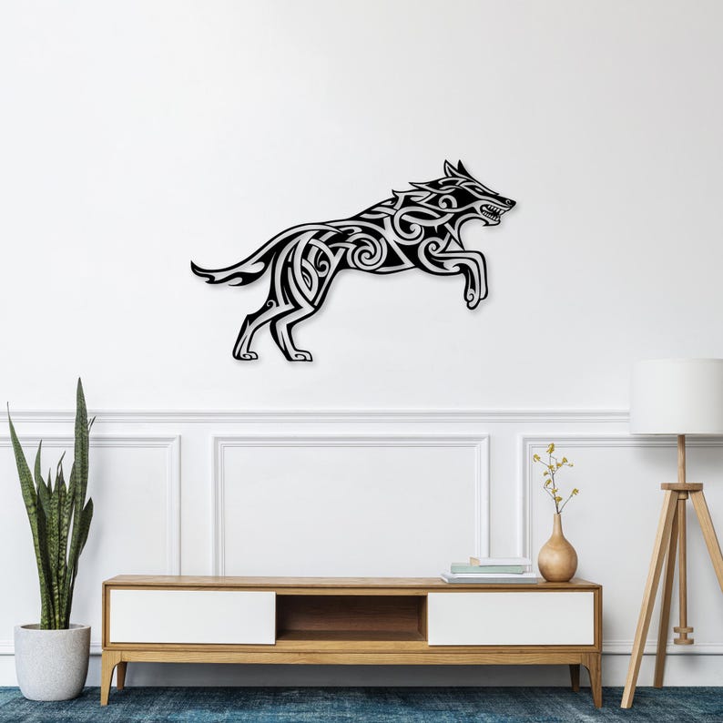 Fenrir Wolf Metal Wall Art: Viking Celtic Home Decor image 3