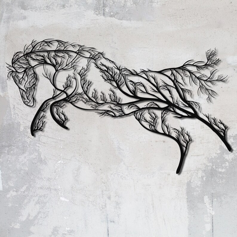 Metal Horse Wall Decor Tree Horse Wall Art Interior Etsy