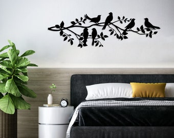 Metal Bird Branch Wall Art: Modern Home Living Room Decor