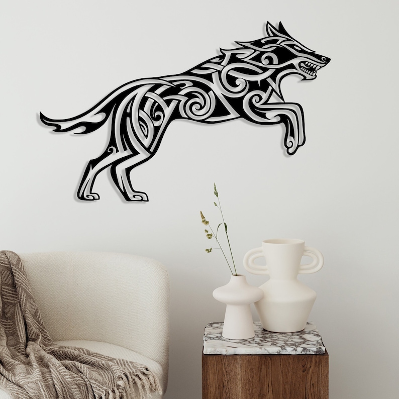 Wolf Metal Wall Art Decor, Viking Fenrir Decoration Wall Hanging, Celtic Decor, Gift For Loves Viking, Gift for her