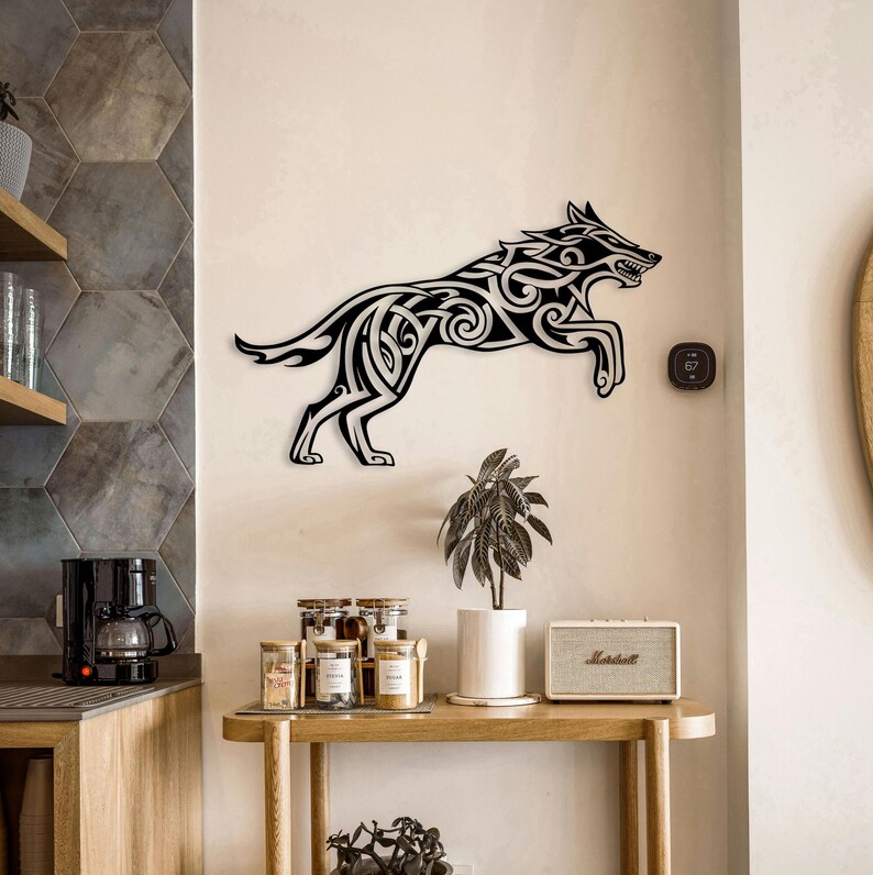 Fenrir Wolf Metal Wall Art: Viking Celtic Home Decor image 4