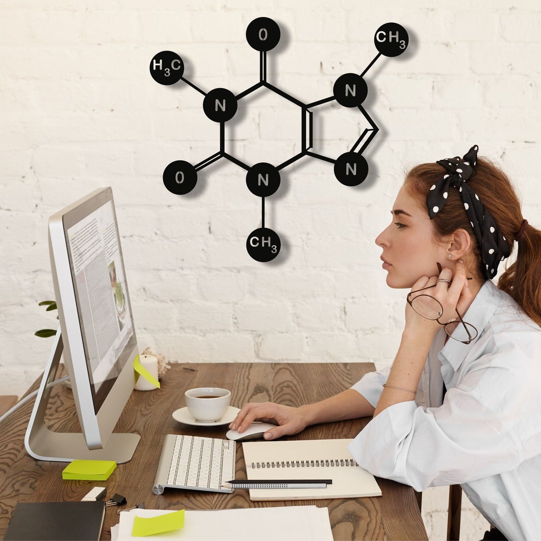 Caffeine Molecule Metal Wall Art: Laser Cut Chemical Decor - Etsy