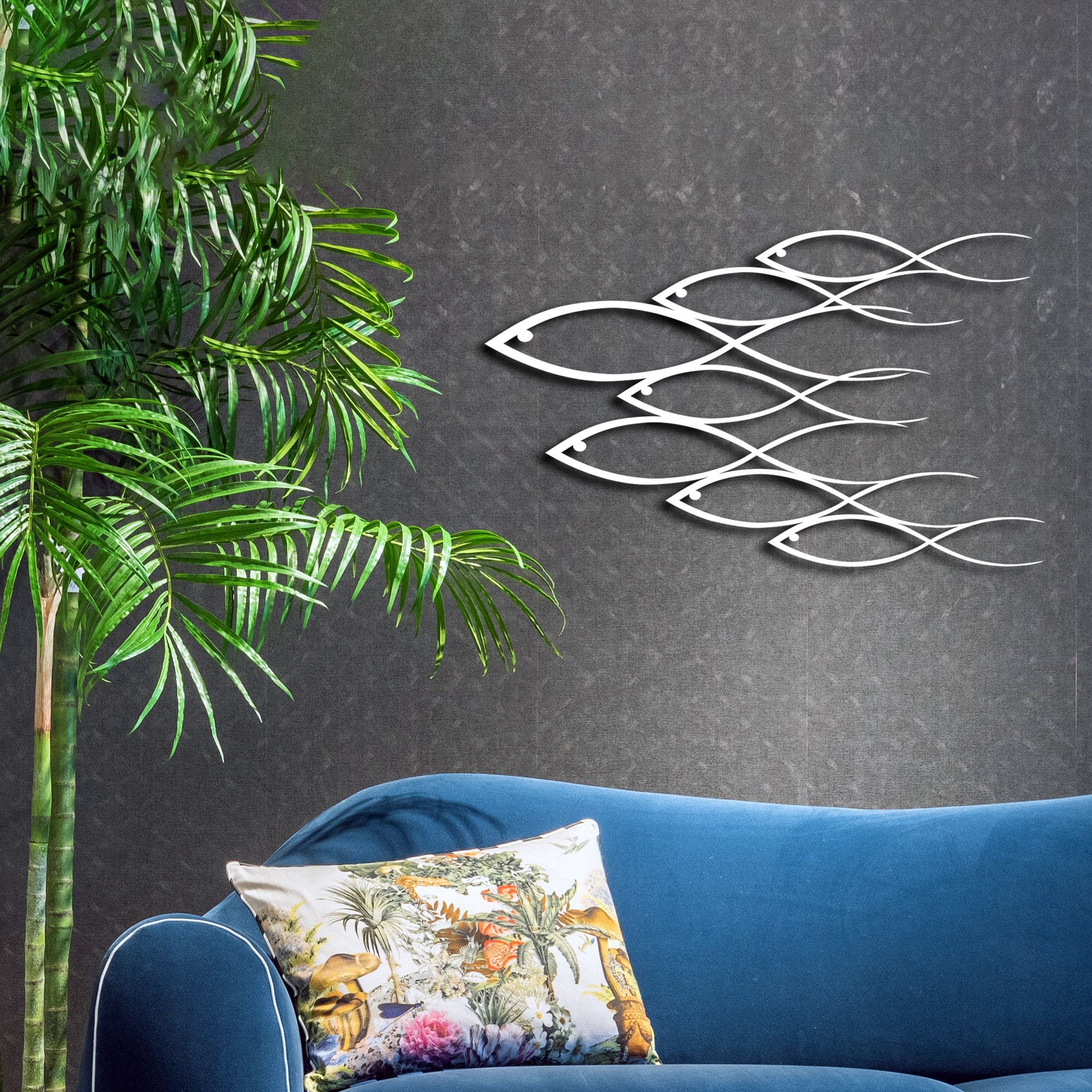 Fish Metal Wall Decor, Wall Art,Fish Family Minimalist Art, Home Decoration, Gold, Silver, White, Black, Wall Hangings, Host gift