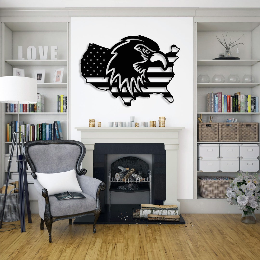 Metal American Flag Eagle Wall Art: Patriotic Indoor Outdoor Decor - Etsy