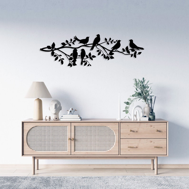 Metal Birds on Branch Tree Wall Decor Metal Birds Wall Art Etsy