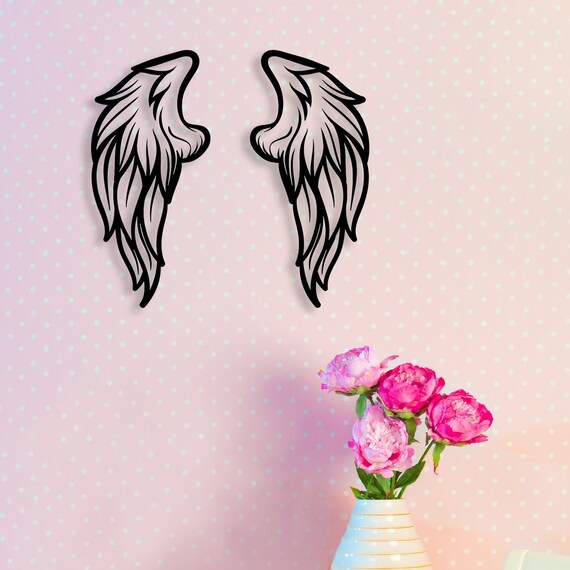 Angel Wings Metal Wall Decor Big Black Metal Wall Art Living Etsy