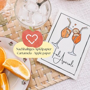 Apéritif Holi | Carte pour vos filles | Cadeau Aperol Spritz | Soirée cartes JGA | carte postale en papier pomme produite de manière durable | Saint Aperol