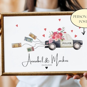 Personalisiertes Geldgeschenk Polizisten Hochzeit | DIY Polizei Wedding Gift | Digitales Produkt | Police Hochzeitsposter | Cop Hochzeit FBI