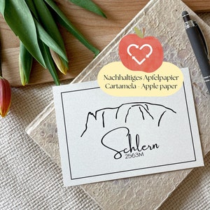 Biglietto d'auguri dello Sciliar | cime delle montagne Dolomiti | Cartolina Alto Adige | Cartolina d'amore di montagna | cartolina di carta di mele prodotta in modo sostenibile