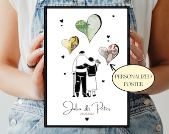 Goldene Hochzeit Geldgeschenk | Digitales Produkt | Sofort-Ausdruck | Last-Minute-Hochzeitsgeschenk | Silberne Hochzeit | Senioren Wedding